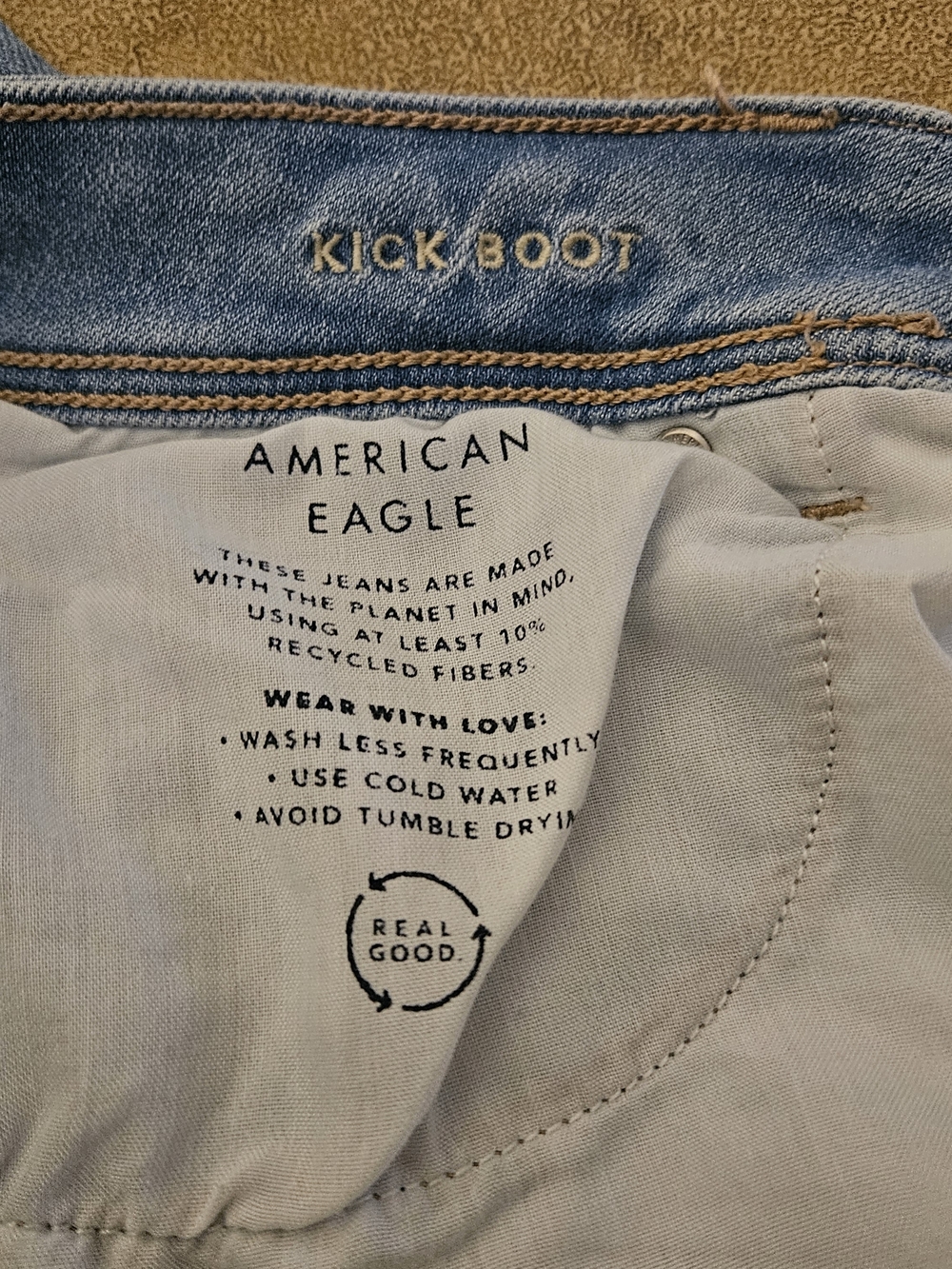 American Eagle Outfitters Light Blue Flare Cargo Jeans Kick Boot Size 12 X-Short - Picture 8 of 8